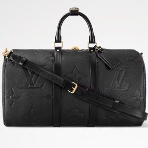 Louis Vuitton Classic Black Duffel Bag Keepall Bandoulière 45